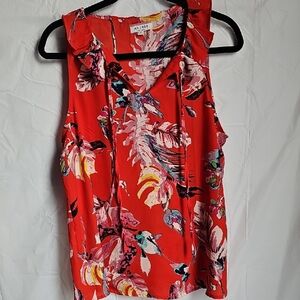 Andree Vibrant Red Floral Blouse